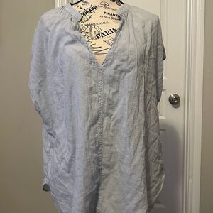 Light Blue V-Neck Blouse